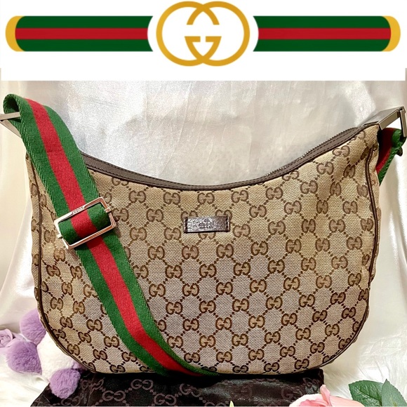 🎀⚡️AUTH⚡️GUCCI ♥️GG Monogram💚Supreme Sherryline Web Crossbody/Shoulder Bag